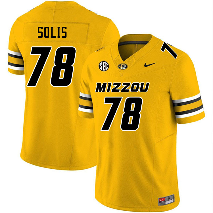 Men #78 Brandon Solis Missouri Tigers College Football Jerseys Stitched-Gold